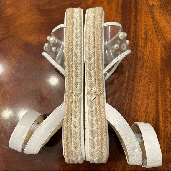 NWOT Karl Lagerfeld White Adalina-Studs Pearl Espadille Sandals size 7.5 - Picture 5 of 11
